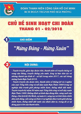 Tài liệu sinh hoạt chi đoàn và công tác giáo dục đoàn viên, thanh niên trong tháng 01, 02/2018